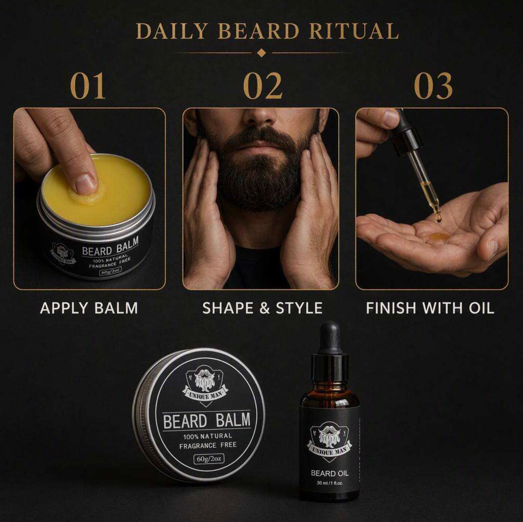 Organic Natural Beard Growth Oil & Grooming Care Set